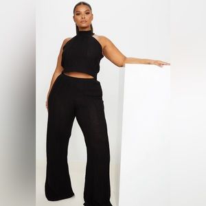 Prettylittlethings size XL knit pants set black